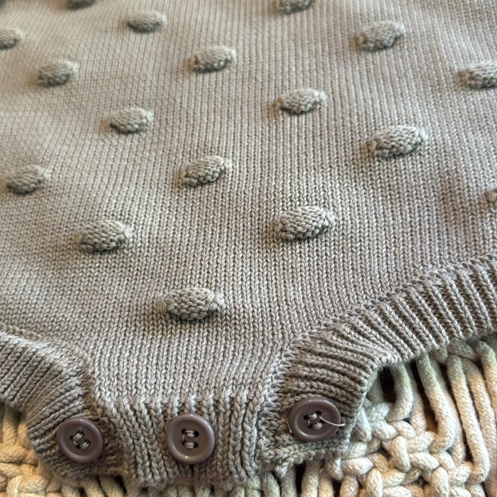 NWT Boutique Gray‎ cotton Knit Baby bubble Romper